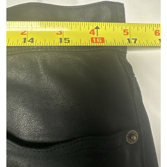 Current Elliott The Boyfriend Jet Black Goat Feather Leather Pants Women Size 28 - Picture 11 of 16
